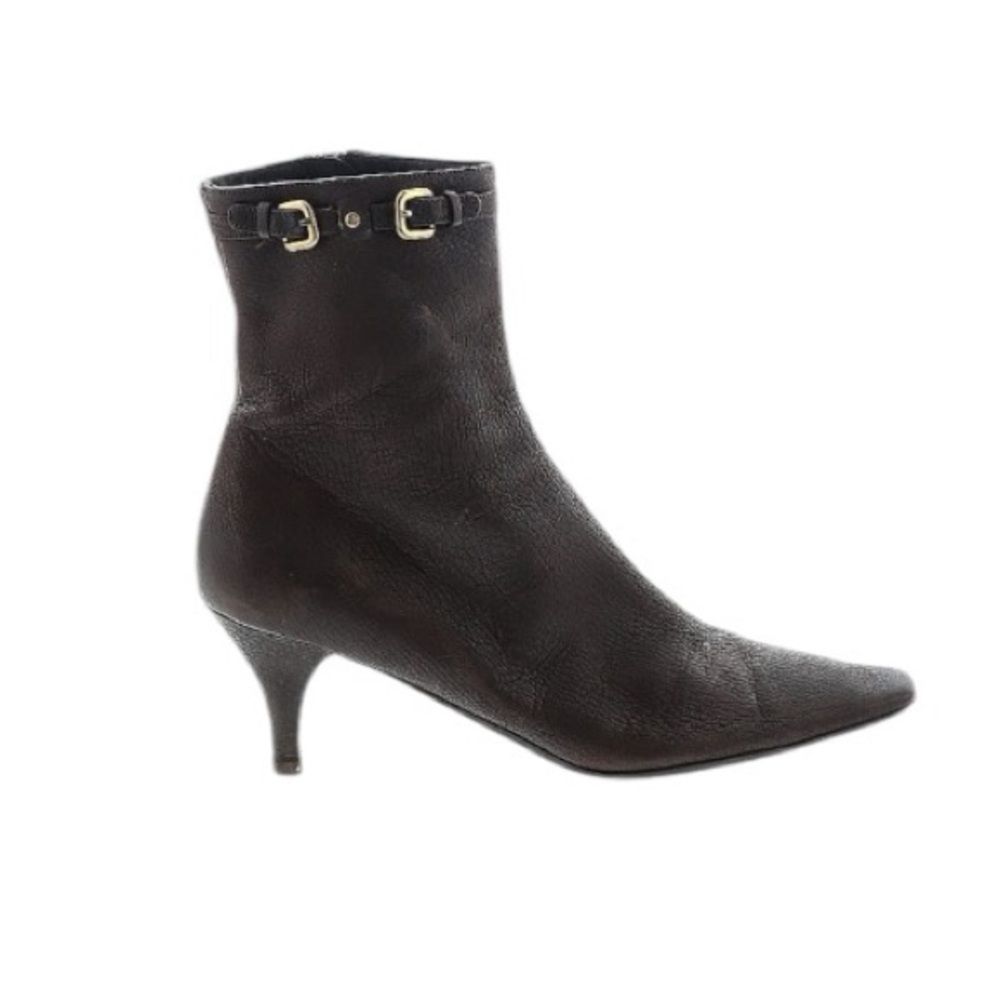 Prada Brown Leather Ankle Boot - Prada Kitten Heel Ankle Boot - Size 9